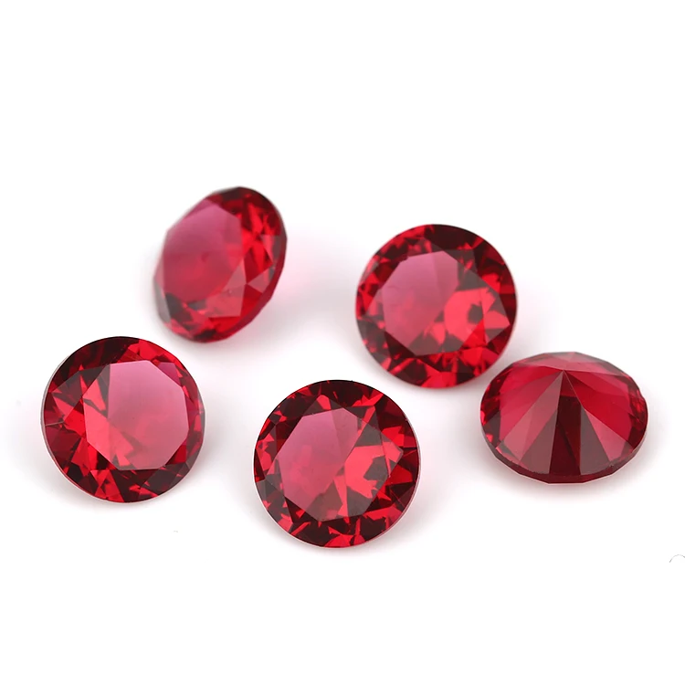 

1.0mm~15mm Round Shape Loose Stone Rose Red Color AAAAA Glass Synthetic Gems For Jewelry DIY Stone