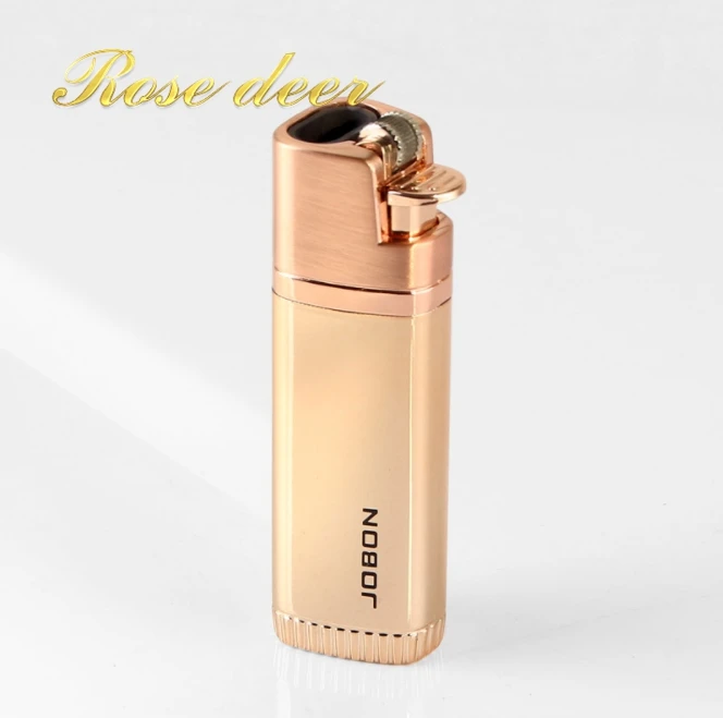 Classic Frosted Plating Brand Torch Cigarette Lighter Red Gas Lighter Fire Direct Metal Thin 8mm Windproof Lighter Gifts BD311-4