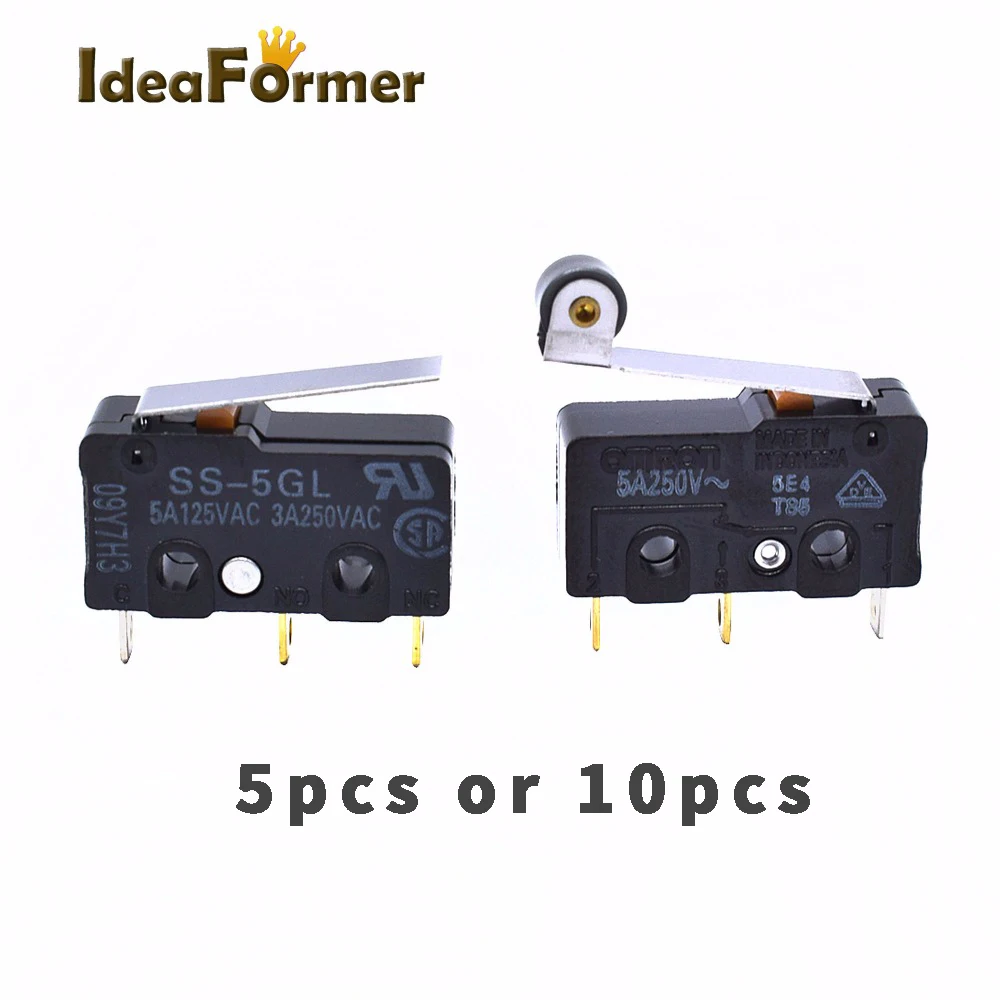 5pcs 10pcs 3D Printer Ultimaker Limit Micro Switch SS-5GL/5GL2 5A 125V 1.47N Mouse Button Fretting Part Copper wholesale