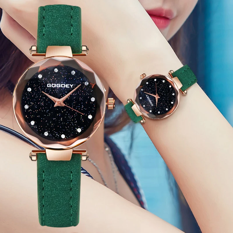 Reloj Mujer 2021 Gogoey Starry Sky Wrist Watch Ladies Fashion Casual Quartz Watch Women Clock Women\'s Watches Relogio Feminino