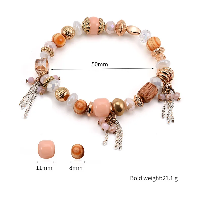 Luxury Brand Bts Bracelets For Women Bohemian Elasticity Crystal Beads Tassel DIY Charm Bracelet & Bangle Jewelry Gifts pulseras