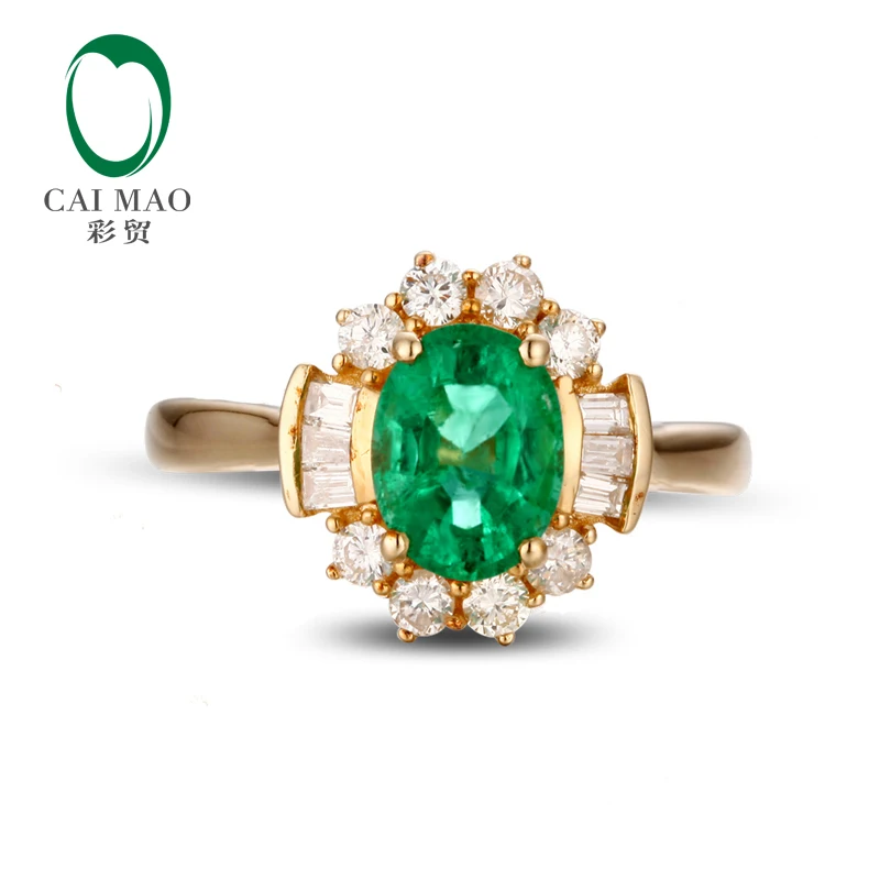 Solid 14k Gold Natural 1.68ctw Emerald Diamond Engagement Ring Fine Jewelry