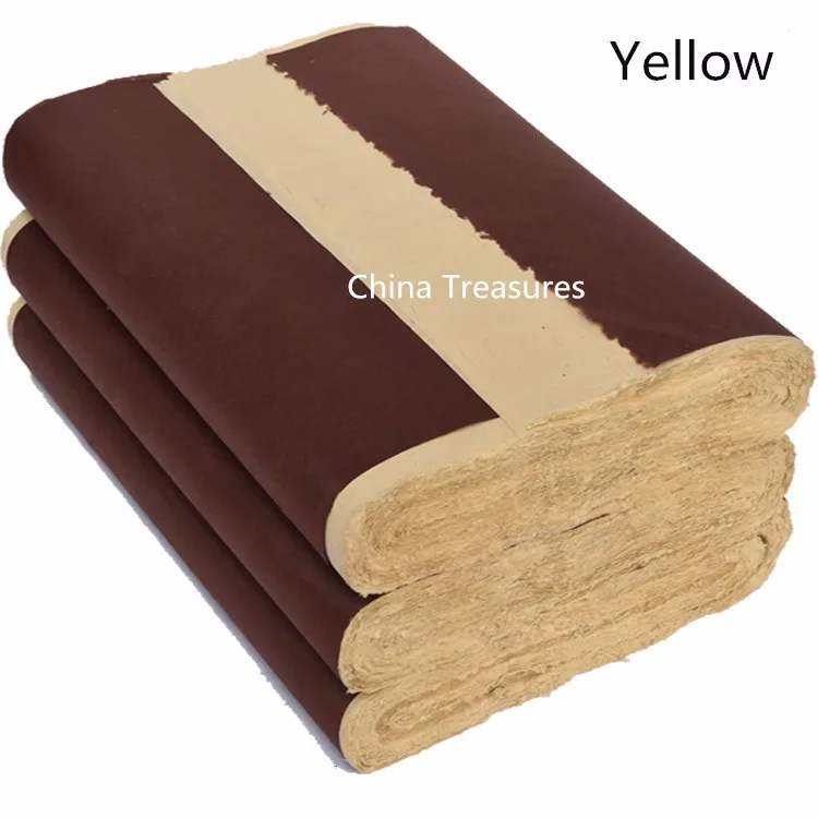180cm*47cm*10sheets/lot Chinese Bamboo Xuan Paper Calligraph Paper Xuan Zhi Rice Paper Mao Bian Zhi Yellow Color/antique color