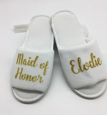 Zapatillas de boda personalizadas, zapatos de nombre de novia y dama de honor de boda, zapatillas de fiesta nupcial, recuerdos de despedida de soltera