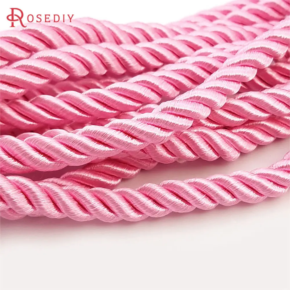 Wholesale 5 Meter Diameter 8mm Polyester Three Strands of Twisted Cords Diy Jewelry Accessories - Multicolor Optional (FP1001)