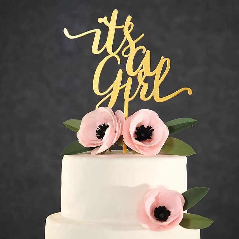 Its a Girl Happy Birthday Cake Topper,A Girl Baby Shower Birthday Festival Party Baking Cake Topper Decor Supplies,Unique Topper