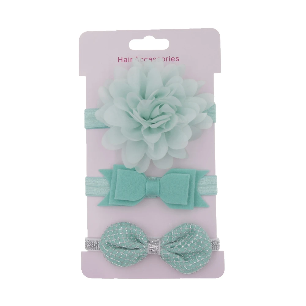 Elastic Flower Headband Set para bebê recém-nascido, faixa de cabelo, Headwear para crianças, acessórios para cabelo coreano, 3 pçs/lote