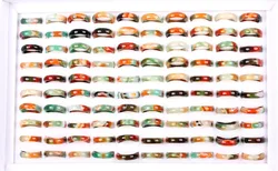 Wholesale Bulk Lots 25Pcs Coloful Green Stone Finger Rings Band Wedding Engagement Gift Fashion Jewelry 16-19MM