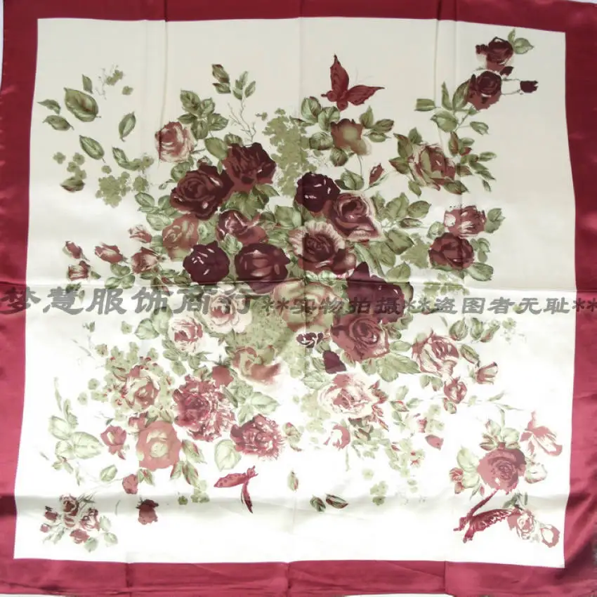 Lencoผู้หญิงRoseผ้าพันคอผ้าไหมพิมพ์,90*90cm Multicolorซาตินผ้าพันคอผ้าคลุมไหล่สำหรับสุภาพสตรี,แฟชั่นผ้าเช็ดหน้าฤดูใบไม้ผลิผ้าไหมผ้าพันคอ