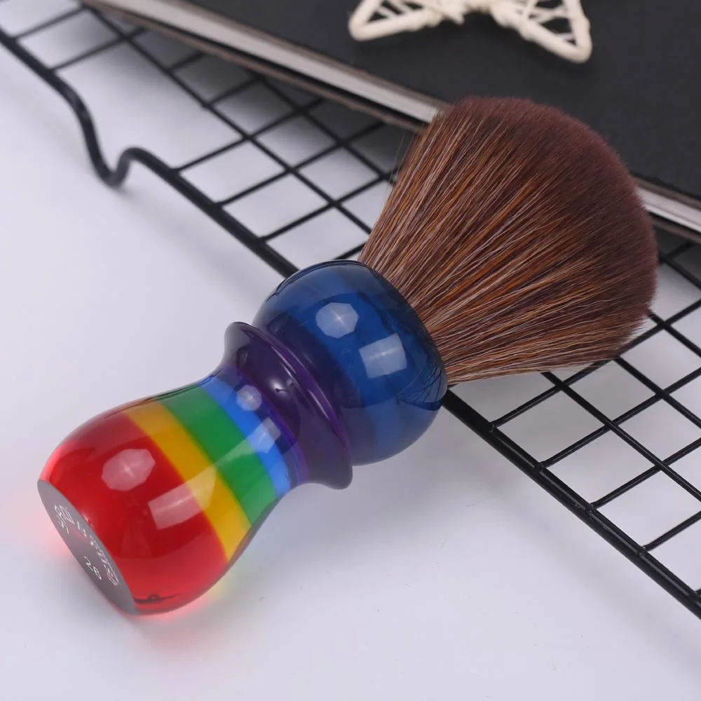 YAQI  26mm Rainbow Brown Synthetic Hair Mens Shaving Brushes Travel Case