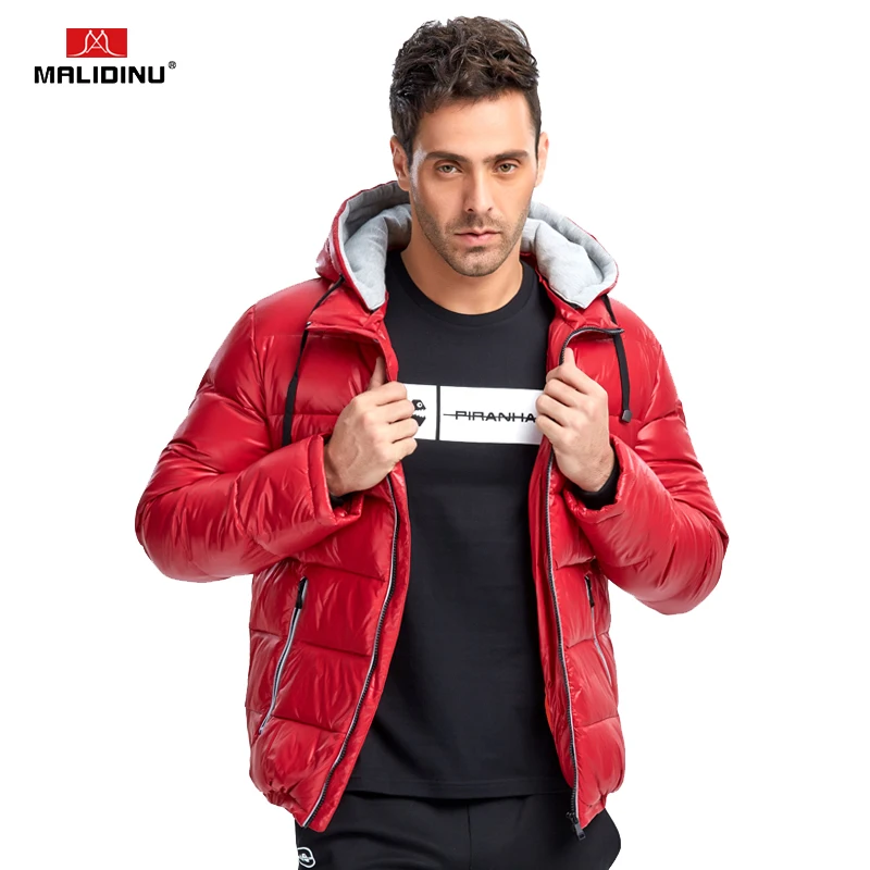 MALIDINU Down Jacket Men Brand Winter Warm Down Coat Thick Winter Jacket Hooded Red Duck Down Jacket Men Sports Warm Jacket -30C