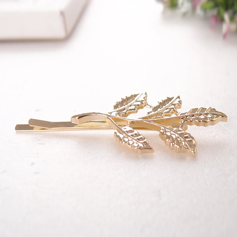 5 Patterns Leaf Starfish Shell Conch Golden Metallic Hair Clips and Pins  Women Barrettes Headwear