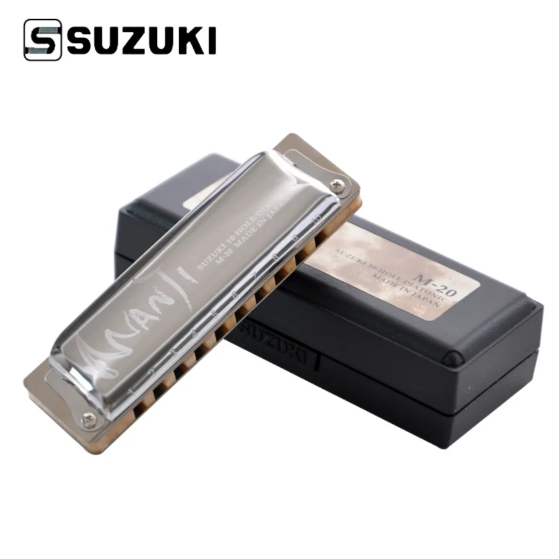 Suzuki M-20 Manji 10-Hole Diatonic Harmonica/ Blues harp Professional Harmonica, Country Tuning, Key of C / F / E