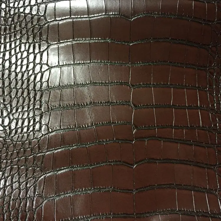 

High Quality Synthetic Pu Smooth Crocodile Skin Embossed Leather Material