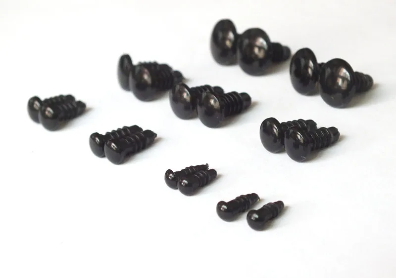 Wholesale 100pcs/lot Black Round FLAT Safety Eyes Plastic Doll Eyes 4.5mm-13mm