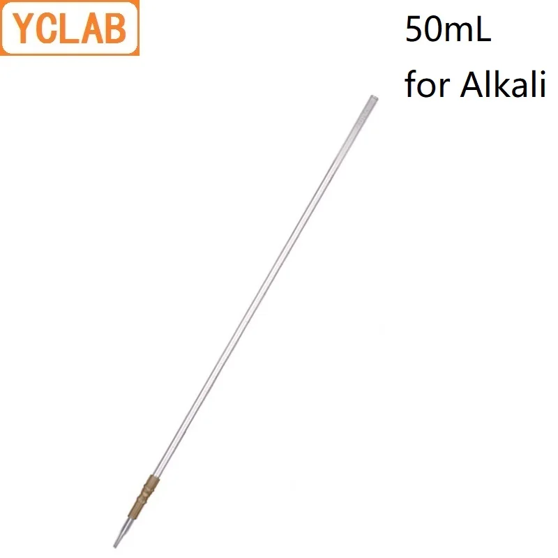 YCLAB 50mL Burette with Rubber Tubing Connection Clear Glass Head and Tip for Alkali Class A Laboratory Chemistry Equipment