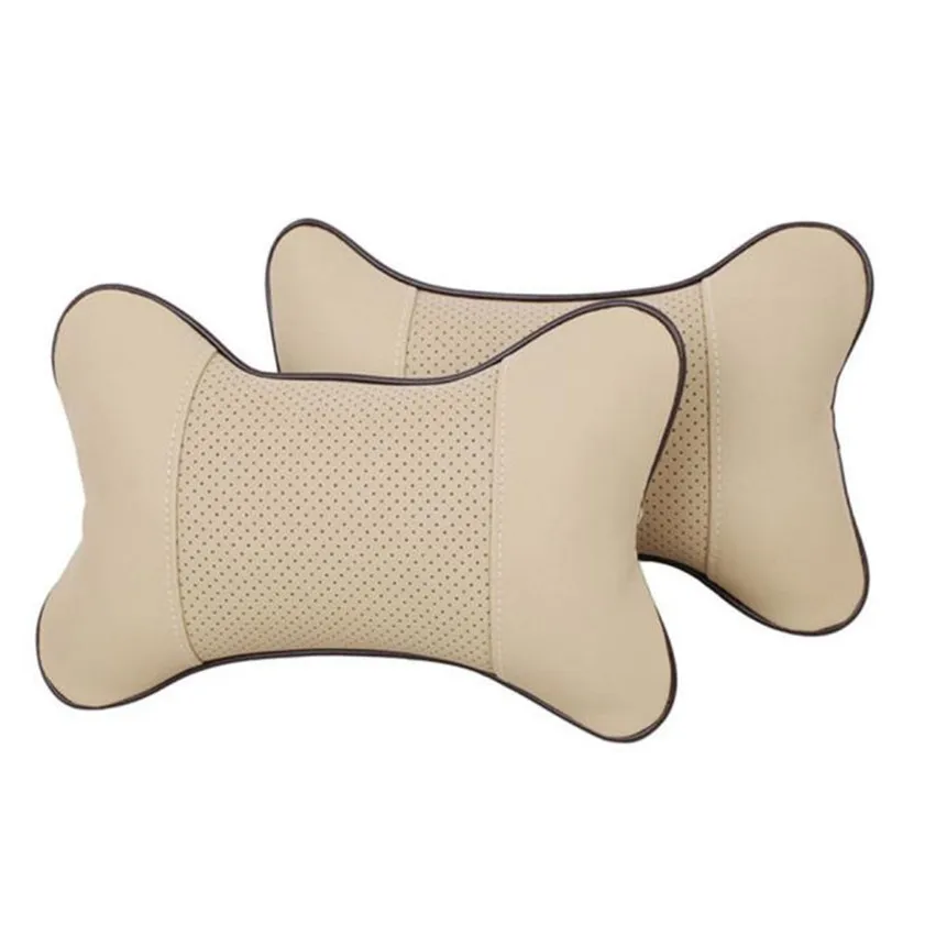 Car Neck Pillows Both Side Pu Leather 1pcs Pack Headrest For Head Pain Relief Filled Fiber Universal Car Pillow