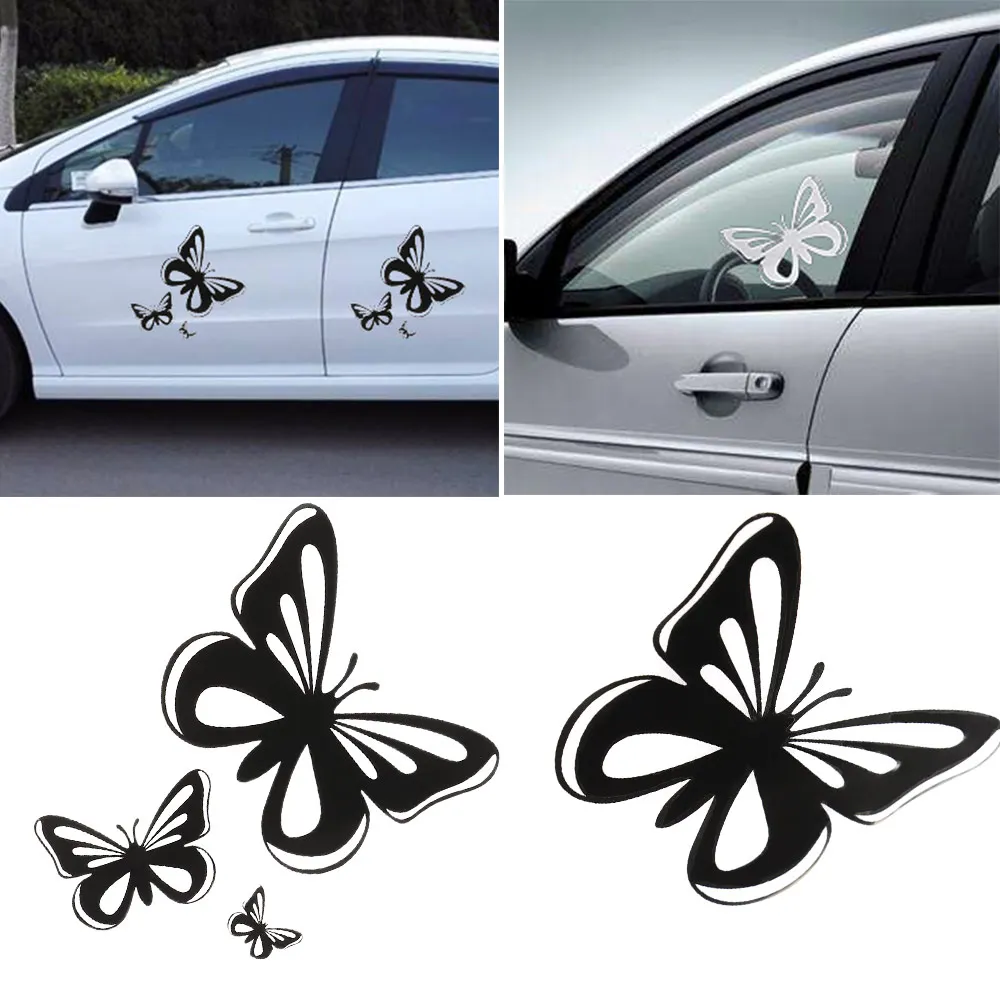 15.2*17CM Beautiful Butterflies Car Stickers Fashion Vinyl Car Styling Decals Black/White Auto Body Window Decal Car Accessories