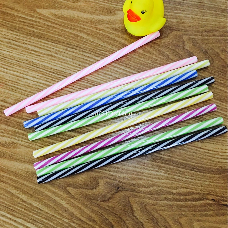 

100pcs Reusable Plastic Straws Colorful Plastic Stripe Drinking Straws for Jar Cups Family or Party Use Drink Straw