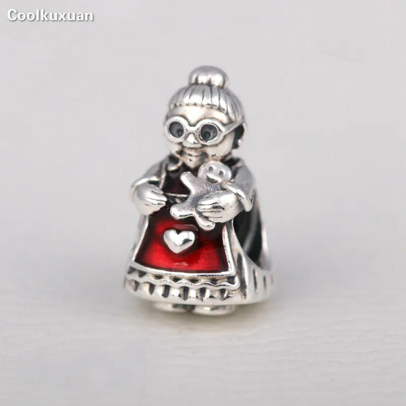 Winter New 925 Sterling Silver Red Clothes Mrs Santa Claus Charm Beads Fits Pandora bracelet Jewelry Making Best Christmas Gifts