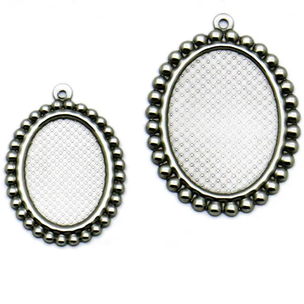 Stainless Steel 13x18mm 18x25mm Oval Bezel with Loop Pendant Bases Blanks Steampunk Cabochons Settings DIY Findings