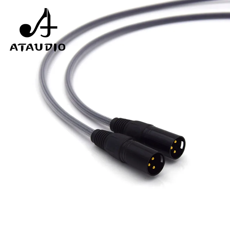 Một cặp ATAUDIO Hifi 6.35mm để XLR Nam Cáp Âm Thanh Chất Lượng Cao Kép 6.5mm để Dual XLR Cáp