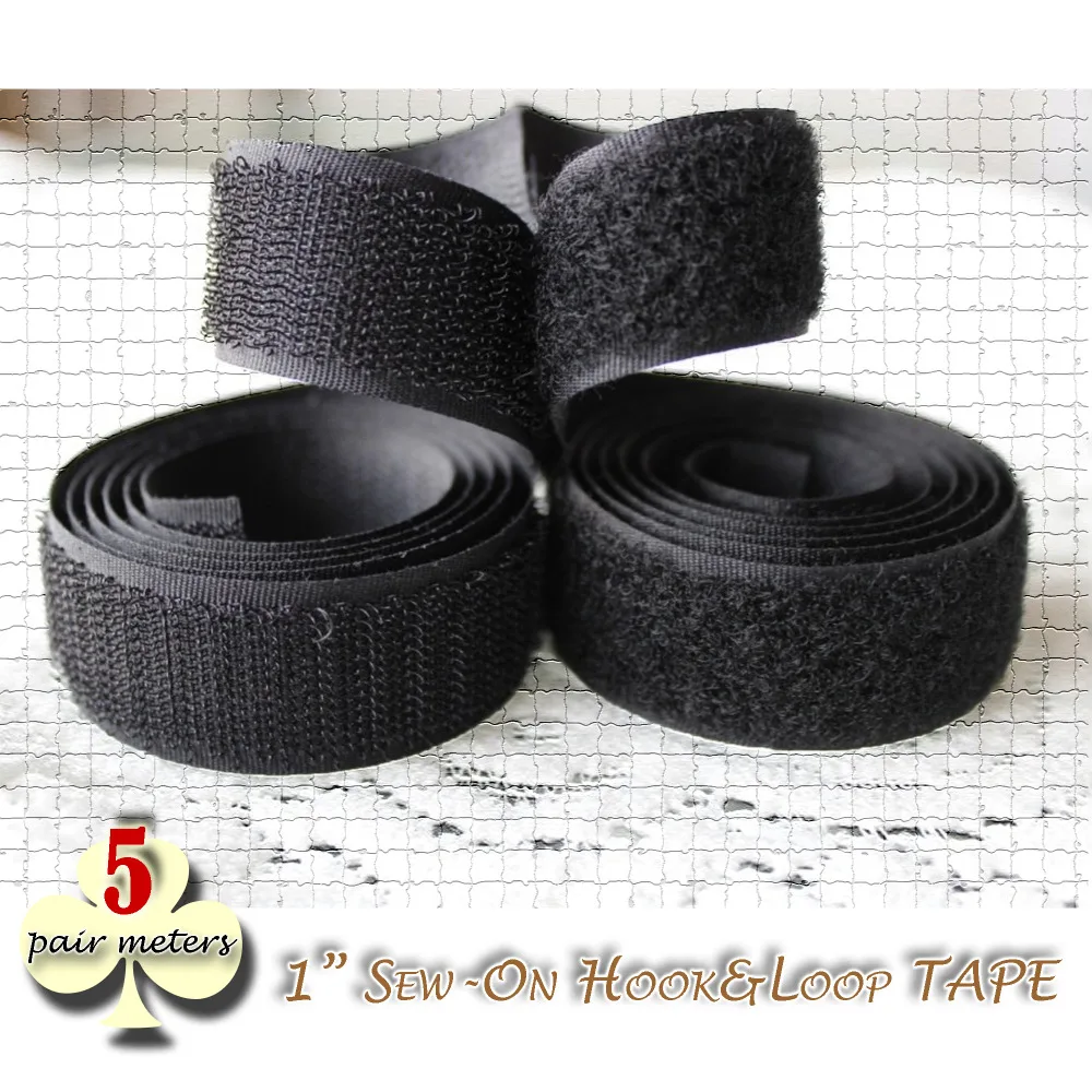 5yards pack 1 inch  hook and loop fastener grip tape sew on  velco  color black craft sewing & repairs