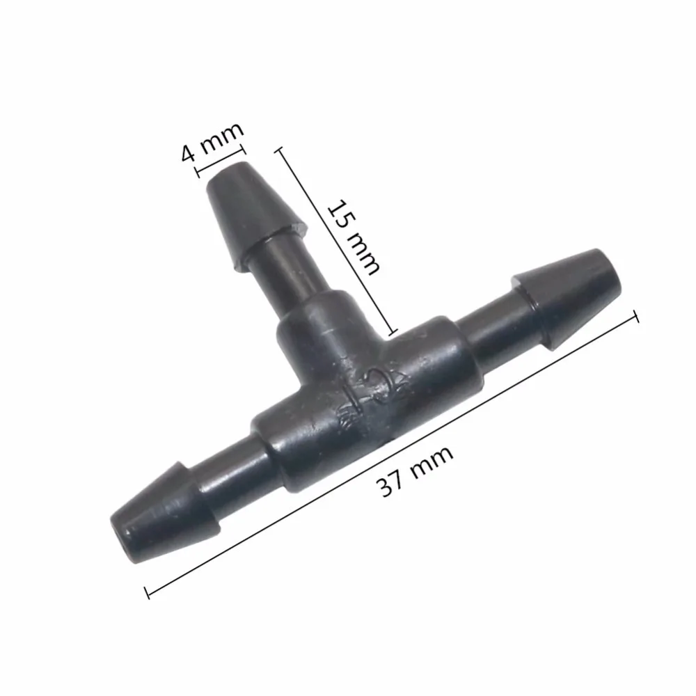 Farpado igual Tee Connecting, Mangueira de jardim Conexão, Plástico Jardim Irrigação Tee Joint, Diâmetro interno 3mm, 50 Pcs