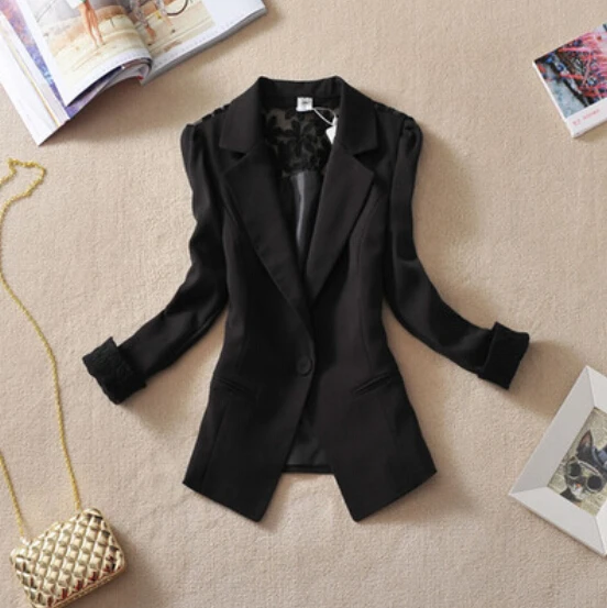 New Fashion Female Suit Blazer Elegant Three Quarter Sleeve Blazers Woman Outerwear Women Clothes Summer Jacket