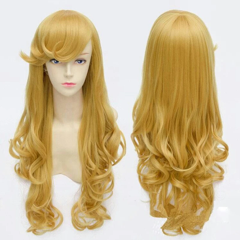 Anime Doornroosje Prinses Lange Golvende Gouden Cosplay Pruik Synthetisch Haar Perucas Halloween Kostuum Party Play Pruiken Voor Vrouwen