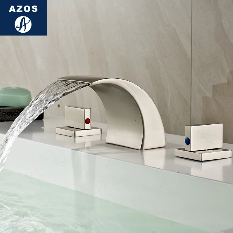 Azos Split FaucetWaterfall Waterfall Brass Nickel Brushed Cold and Hot Switch  Laundry Pool Shower Room Shower Room Double Handl