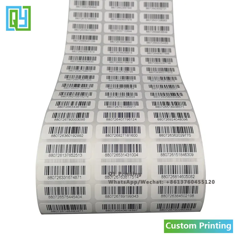 1000pcs 30x10mm Free Shipping Customized Serial Number Barcode Labels White Paper Variable Data Stickers For Inventory Tracking