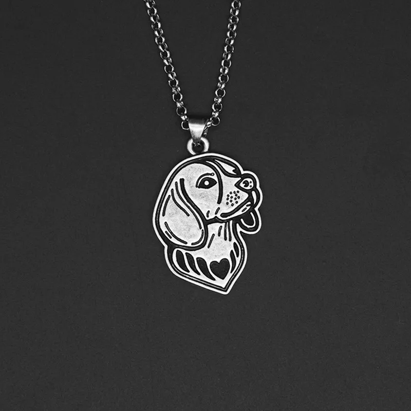Vintage Silver Color Stainless Steel Long Chains Beagle Pendant Pet Lover Necklace Bohomian Dog Necklaces For Women Men Jewelry