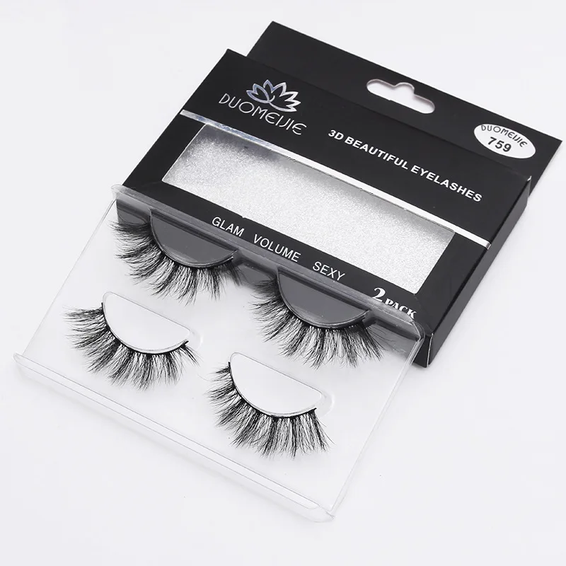 Dococer 2 Paare natürliche falsche Wimpern Wimpern langes Make-up 3d Nerz Wimpern verlängerung Wimpern für Schönheit 759