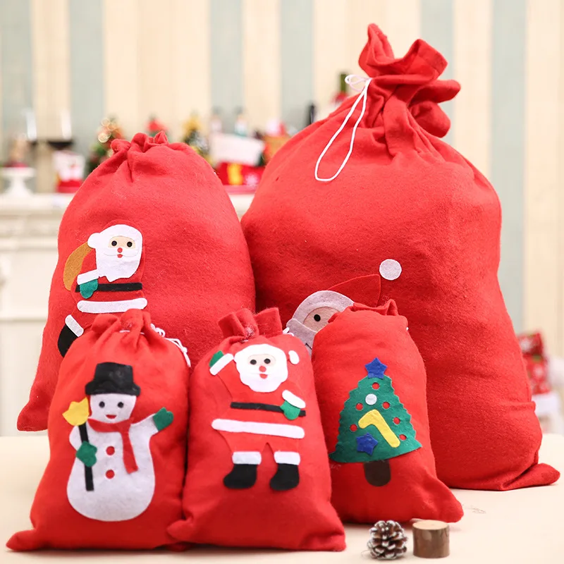 Bolsa e sacola de algodão com cordão para homens e mulheres, saco pequeno e grande para presente de natal, festa infantil, ano novo, 2018