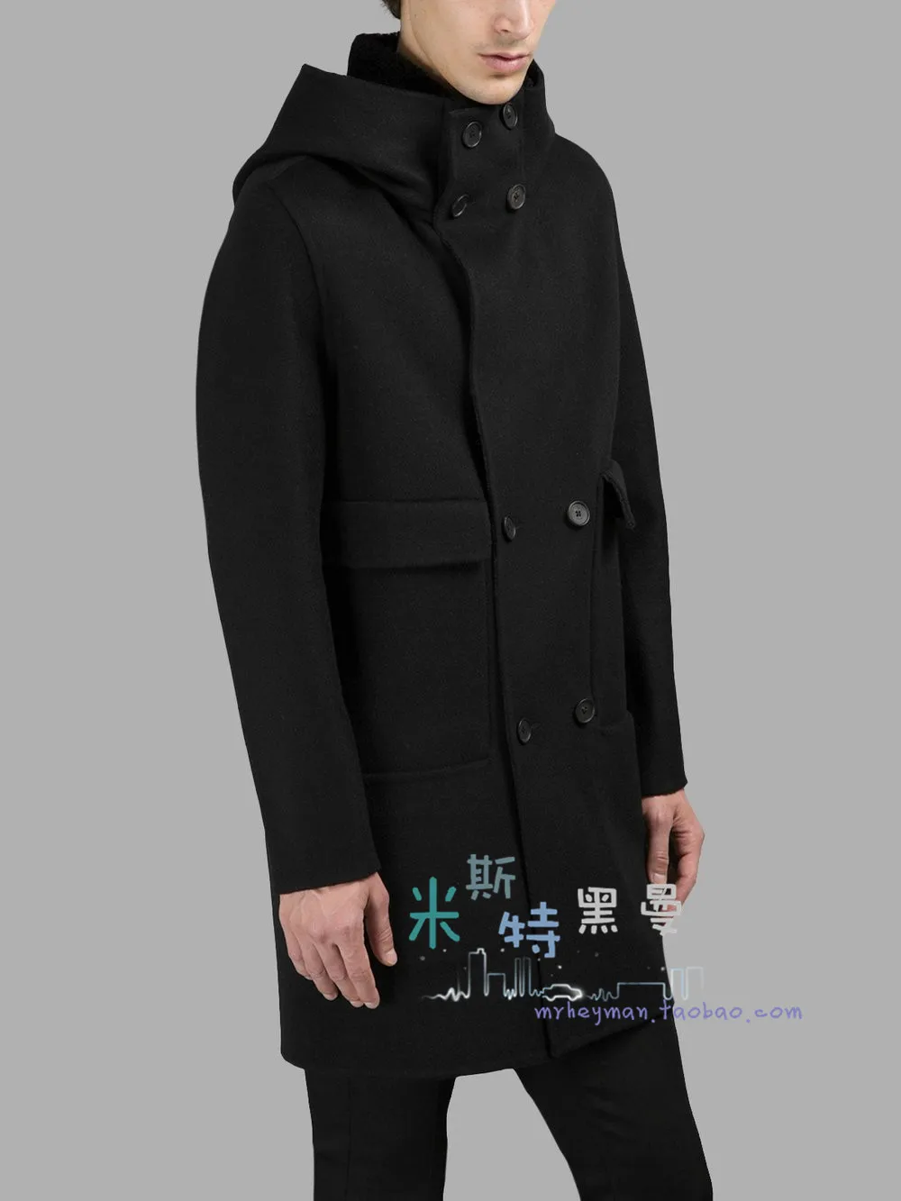 S-5XL!!Fashion men and women the wool in the hat of long - style overalls high collar and double-breasted trench.