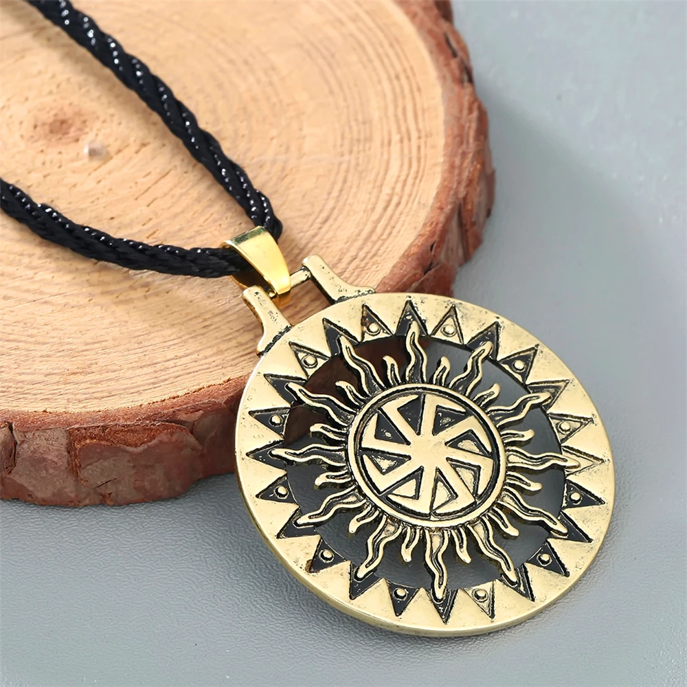 Men Viking Pendant Necklace Kolovrat Sun Symbol Slavic Wheel Nordic Amulet Handmade Pagan Solar Talisman For Women Best Gift