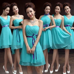 short Bridesmaid Dresses Chiffon Turquoise Blue Dress For Weddings Sweetheart Bridesmaid Dress Cheap 2018 hot Bridesmaid Dresses