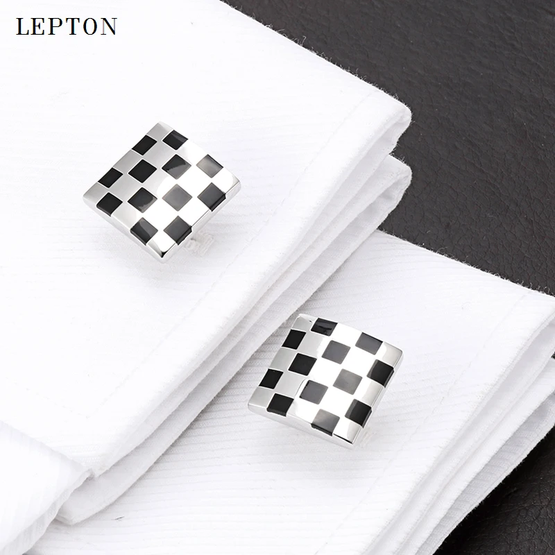 

Mens Hot black business enamel cufflinks for high quality square enamel cuff links button men wedding groom shirt cuffs cufflink