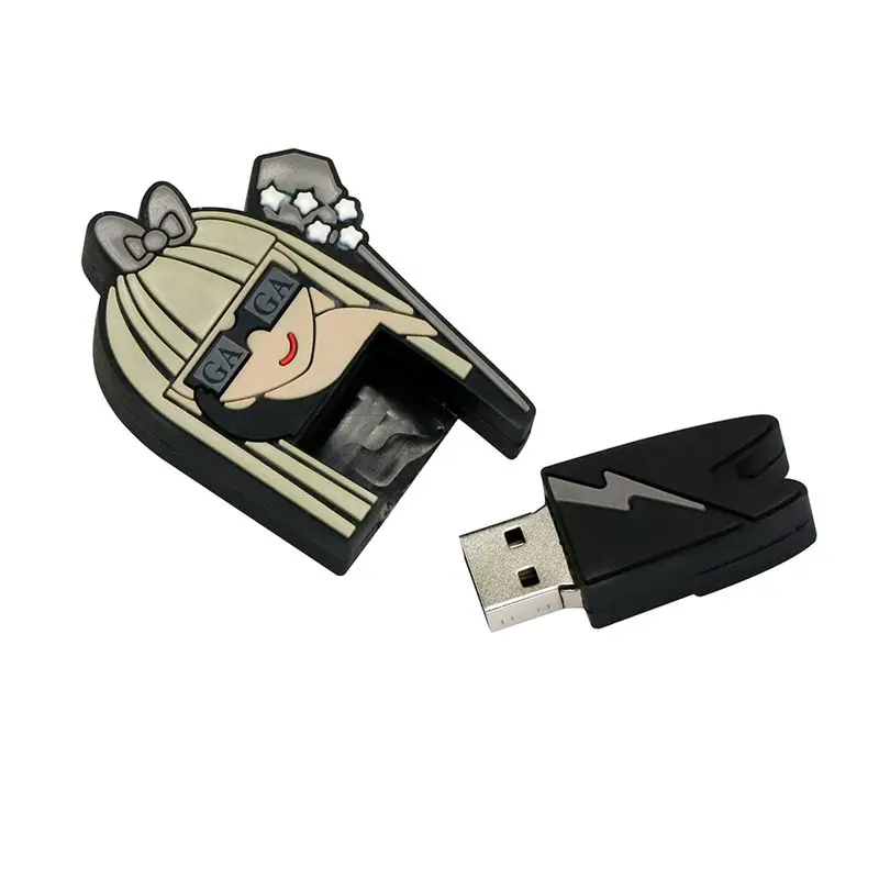 Kartun Lady GaGa Model Pen Drive 64GB Usb 2.0 Flash Drive 4GB 8GB 16GB 32GB Memory Stick Personalisasi Pendrive Hadiah Kreatif