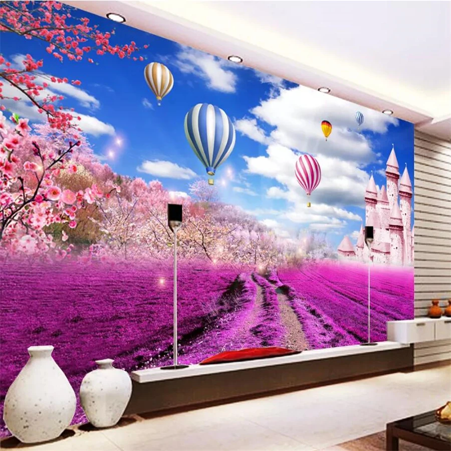 

wellyu Custom wallpaper 3d photo murals lavender garden castle living room bedroom tv background wall paper 3d papel de parede