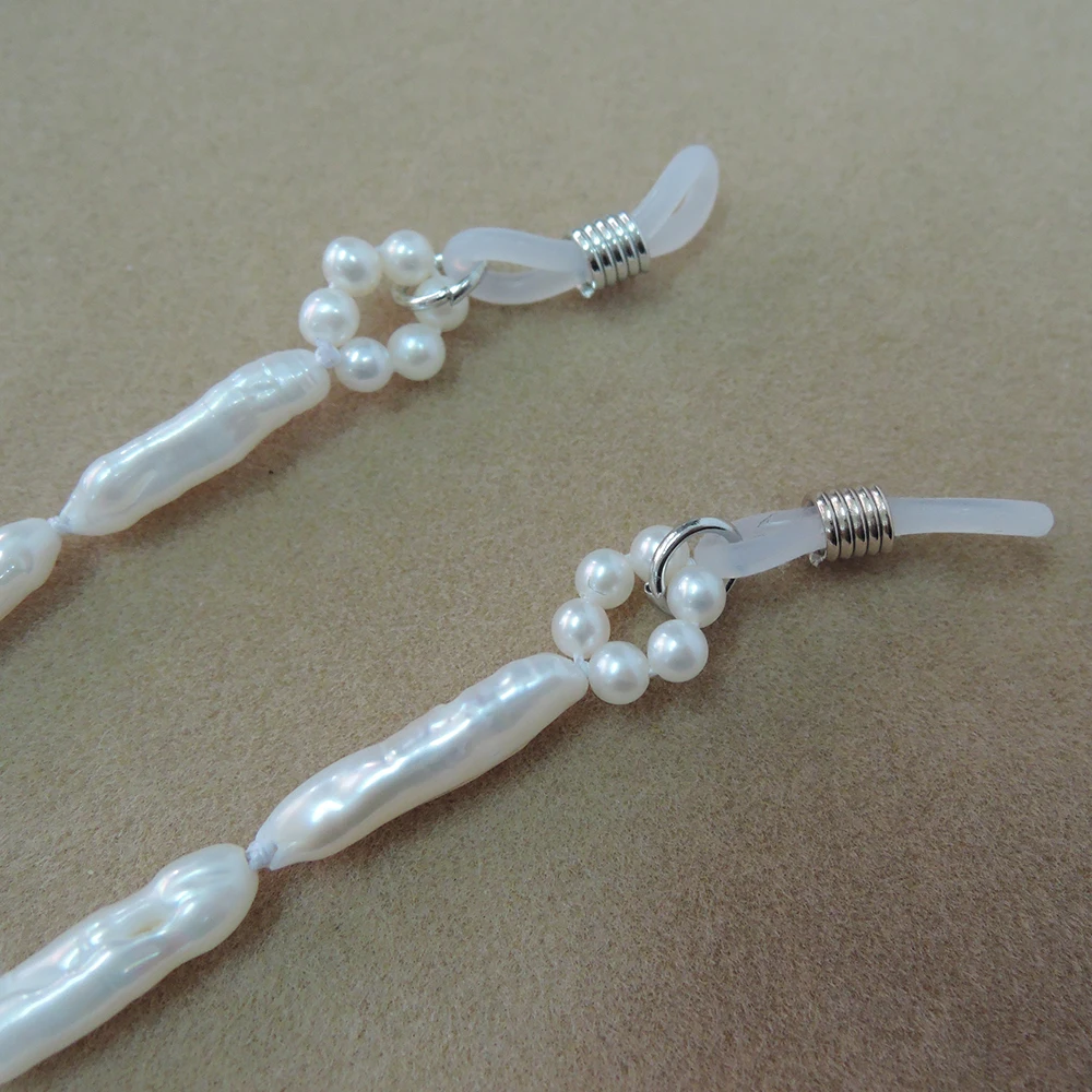 EYE WEAR cord ,made of 100% nature freshwater pearl -AAA biwa baroque Pearls-good for mother GIFT-mini pearl 3-5 mm -63 cm