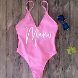 Costume da bagno intero Sexy imbottito perizoma femminile Miami HOLA Beaches Women Tahoe Queen Swimwear Backless Bather Monokini Beachwear