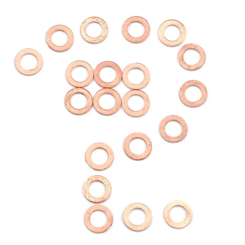 Arruela de cobre sólido 20 tamanhos 6x10x1mm, anel plano de vedação, arruelas para vedação de óleo, acessórios de hardware