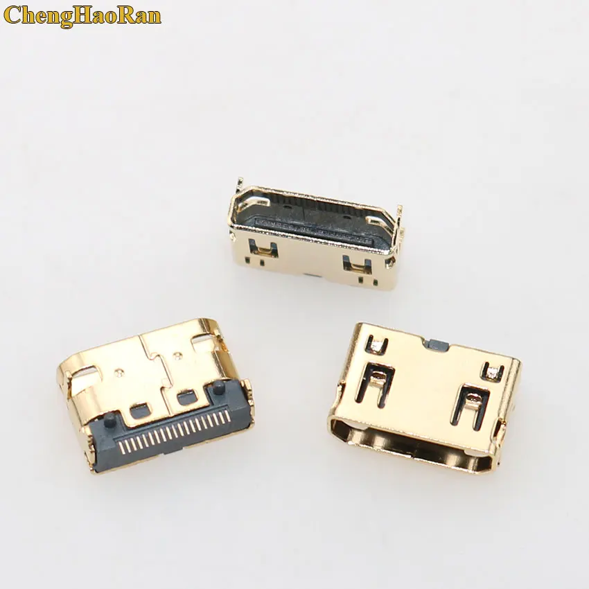 ChengHaoRan 1pcs HDMI Female plug Connector 19Pins HDMI Female Socket Data Interface 4 DIP Type Gold plating mini 19 Pin