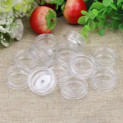 

1000 Pcs/Lot Free Shipping 5g clear jar 5ml plastic Packaging Sample cream pot ,nail art glitter powder case Empty box