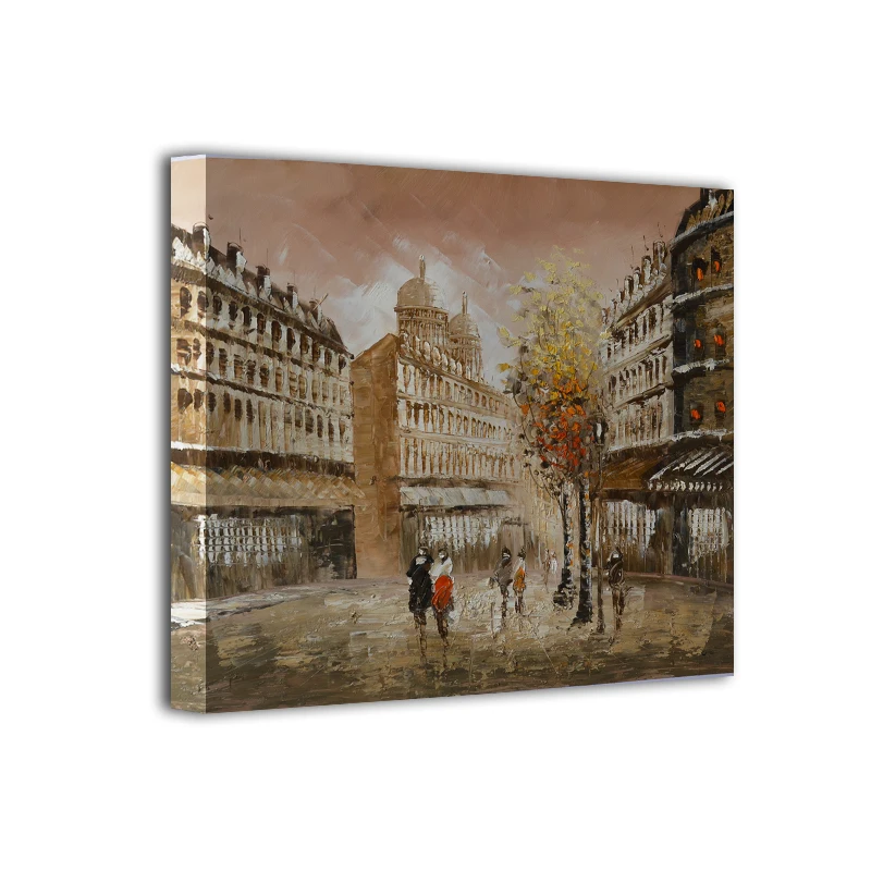 

Modern home decor hand-painted oil painting restoring ancient ways of city street landscape DM150627-9