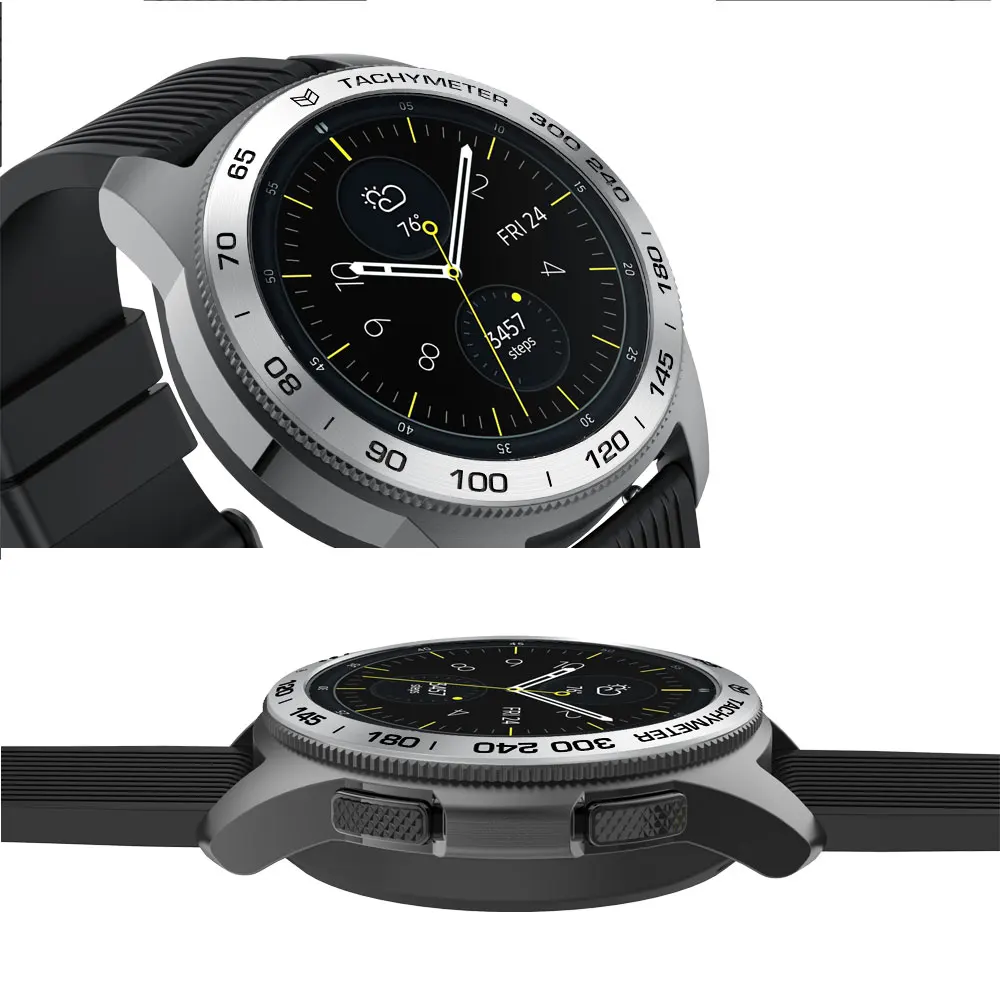 For Gear S3 Frontier / S2 Classic Accessories Bezel Ring Adhesive Cover Anti Scratch Metal for Samsung Galaxy Watch 46mm 42mm