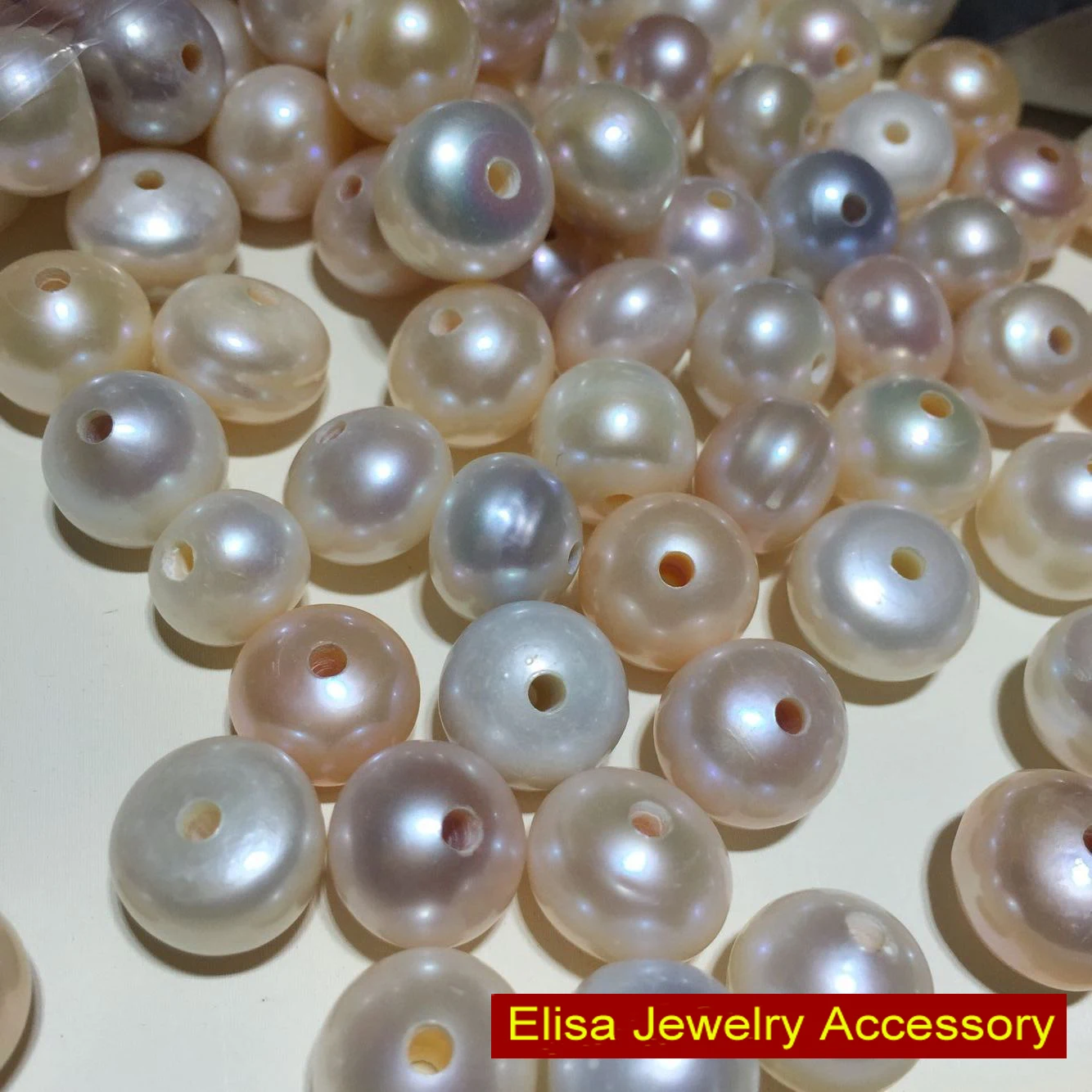 11-12mm/12-13mm Oblate Pearl Beads 2.2mm Full Drilled Natural Freshwater Pearl Beads Women DIY Pearl Jewelry Accessory 20Pcs/Lot