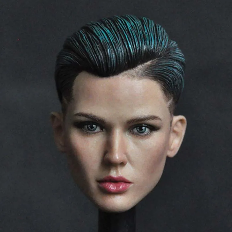 Custom 1/6 Female Head Sculpt Neutral Handsome Extreme Agent Ruby Rose Head Carved Model for 12'' Action Figure Toys